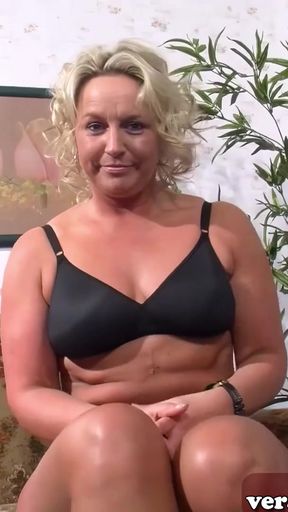 Chubby blonde German housewife tries sex casting and masturbates   Clip 1