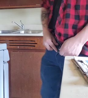 Worshipper enjoys a thick fat cock with a cockring