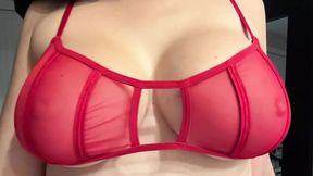 Italian Big Tits Milf Artemisia Love showing her juicy boobs wearing a red bra