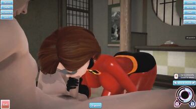 Elastigirl Helen Parr gets face fucked and stroked