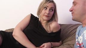 ”Blonde French STEPMOM Gets Cum On Her Big Natural”