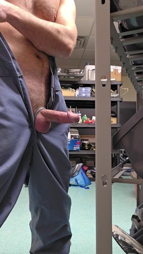 Caught coworker jerking off and cumming a thick white load