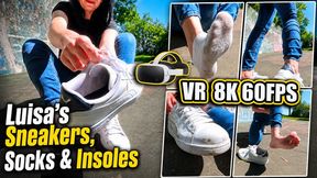 VR 3D 8K 180 60 fps | Luisa’s Worn Waitress Sneakers – Socks, Insoles & Close-Up Foot Details in VR