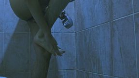 Slim Latino Soaping his Smooth Body & Feet (Blue Mode)