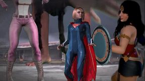 Giantess Supervillain Defeats the Heroine Team POV