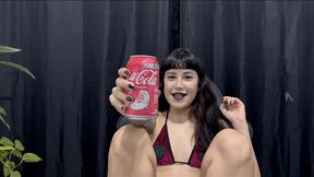 Drinking something and burping a lot