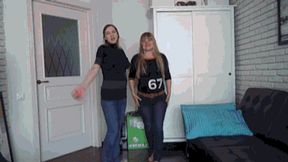 Girls Showing belly when stretching BPC