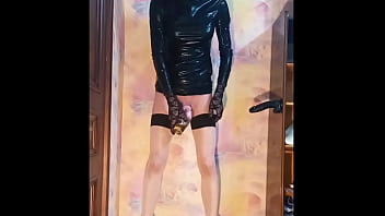 Crossdresser Ponygirl Poses Fucks Black Dildo And Drinks 2 Glasses Of Piss