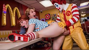 pippi came to mcdonald s to eat a burger, but ronald had other plans for her!! (ai generated)