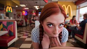 pippi came to mcdonald s to eat a burger, but ronald had other plans for her!! (ai generated)