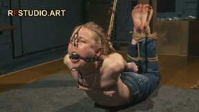 Mandy - Very Tight Topless Pole Hogtie with Ball Gag and Nose Hook (UHD 4K MP4)