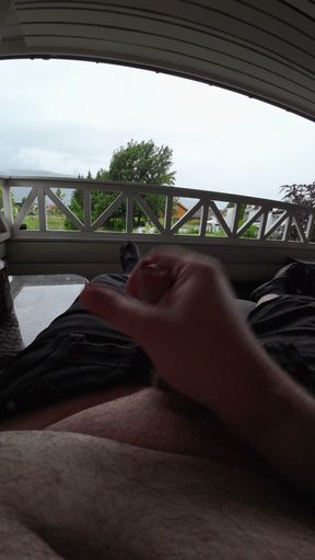 Masturbating Outside on the Porch