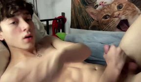 twink wanking and showing off butthole
