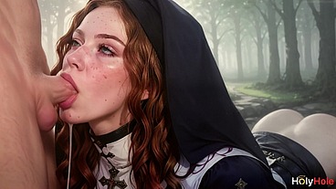 Monastery of Debauchery: A pastor took a red-haired nun into the woods to show her his divine member, while the other nuns prayed.[Ai]