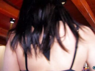 Brunette hair mother I'd like to fuck with large bazookas gets shafted in doggy