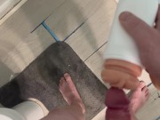 Trash Little Dick Sissy Cums onPocket Pussy