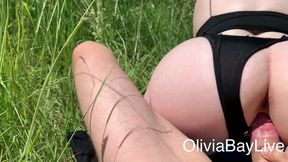 olivia bay riding a cock on the sunny day