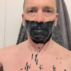 Liquid Latex Gag - Mouth Sealed with Black Rubber