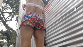 Woman Filmed in Outdoor Booth Part 14