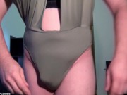 Fake Boobs 3: FF-Cup in green swimsuit. Strapon Tits