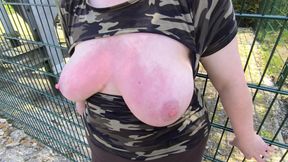 Tits and ass spanking outdoor