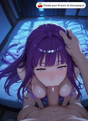 Curvy couple enjoys deepthroat and gagging during AI-generated scene