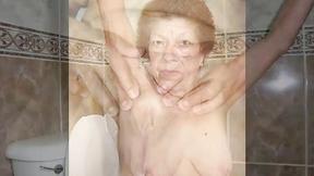 ”HELLOGRANNY Big unshaved nipples on big old hanging tits”