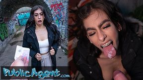 Public Agent Seductive Colombian beauty masturbates and mates in open space