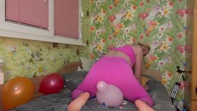 Balloons Blown and Pop in Pink Leggings