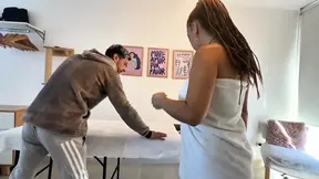 Masseur oils up her big booty and gives her a full service.