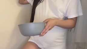 PREGGO GETTING WET, LITERALLY.