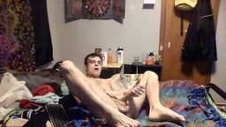 American Lad Jerks His Huge Cock