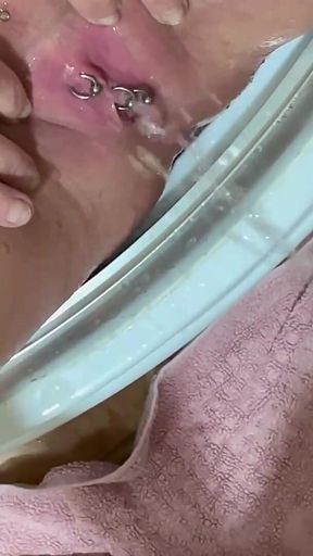 Washing Hand in His Pee and Pee on His Dick Next He Pee on My Boobs and Clit