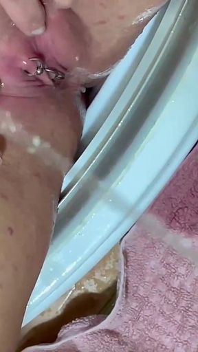 Washing Hand in His Pee and Pee on His Dick Next He Pee on My Boobs and Clit