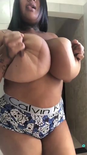 Thick torpedo tits - huge bouncing big tits