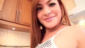 Jen Bends Over In A Short Skirt And Heels In The Kitchen