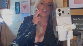Goddess Aurelia Smokes – Live Dirty Talking JOI Video Call | Blonde Latex Goddess Smokes & Instructs