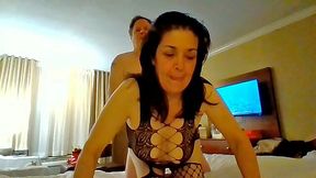 Latina MILF Gabriella Vega Gets Her Ass Stretched in Fishnet Bodysuit