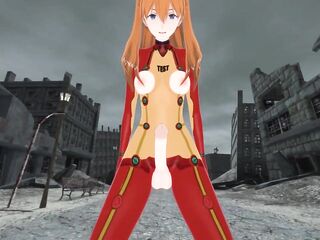 Evangelion: Futanari Asuka Langley Souryuu Sex in a Ruined Town Taker POV