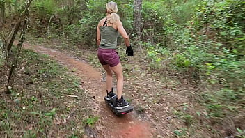 Dana Star and Stan ride Onewheels naked in the woods and have sex