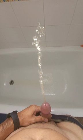 Peed to the window and cumshot