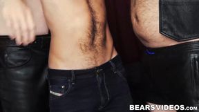 Jockstrap fetish bear Alex Hawk anal drilled hard in 3way