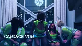 hottest intergalactic lesbian fivesome candace von, jordyn falls, lyric sky, mz. dani, and yum the boss