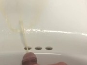 Toilet at work was out of order so I had to pee in the sink and Cum in my hand instead