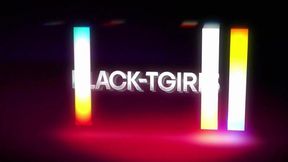 Cute black TG girl teases big tits in striptease routine