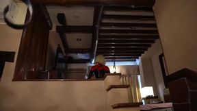 Asian girl in red latex catsuit gets fucked and cums