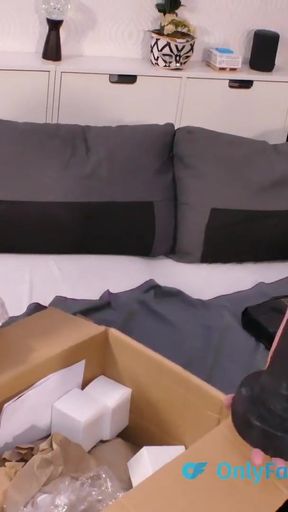Unboxing my new strap on harness and silicone dildos   Clip 3