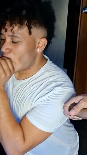 Sucking several brunette cocks   Clip 1