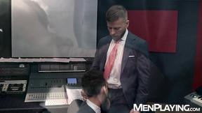 ”Suited businessmen Massimo Piano & Matthew Anders relentlessly breed”