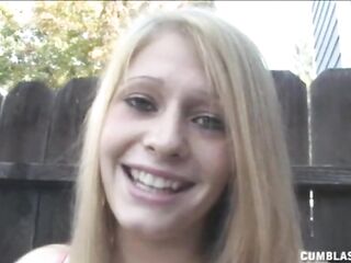 Golden-haired Bimbo Topless Cumblast